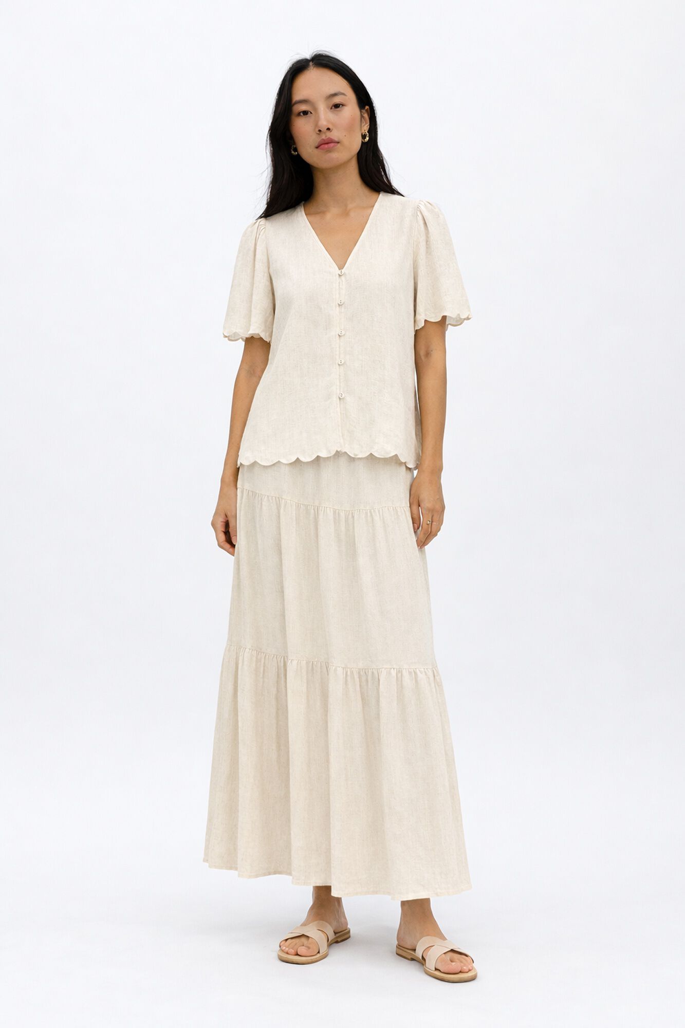 Object Blusa lino manga corta