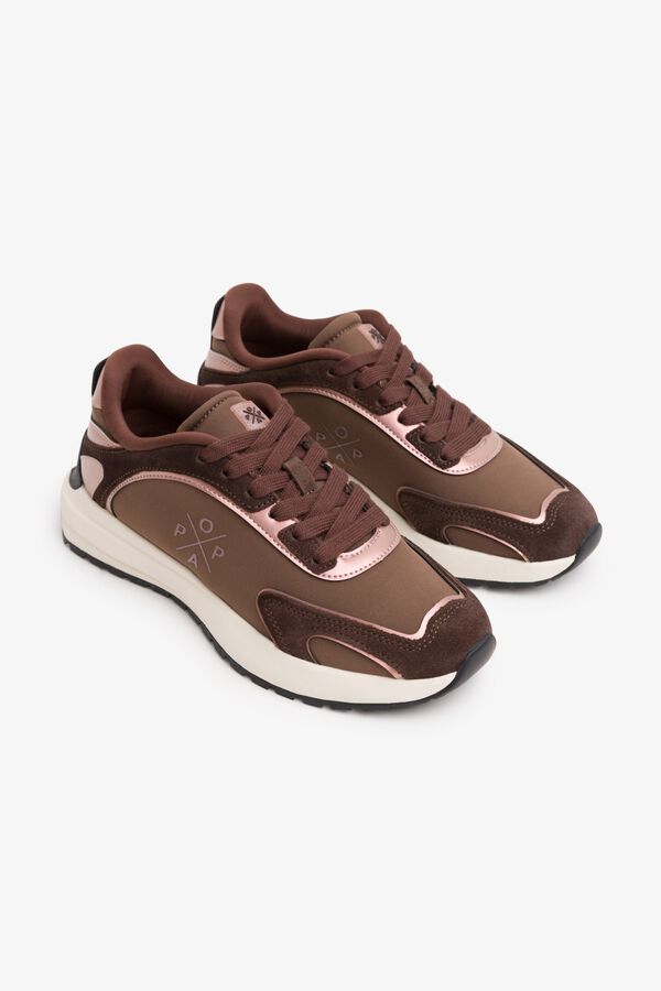 Popa Zapatilla Blake laminado Marr&oacute;n oscuro