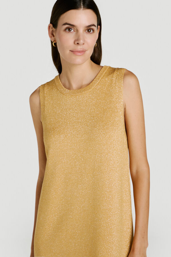 Vila Vestido midi de punto con l&uacute;rex Dorado
