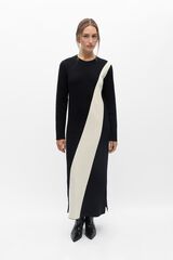 Object Vestido punto largo bicolor Negro