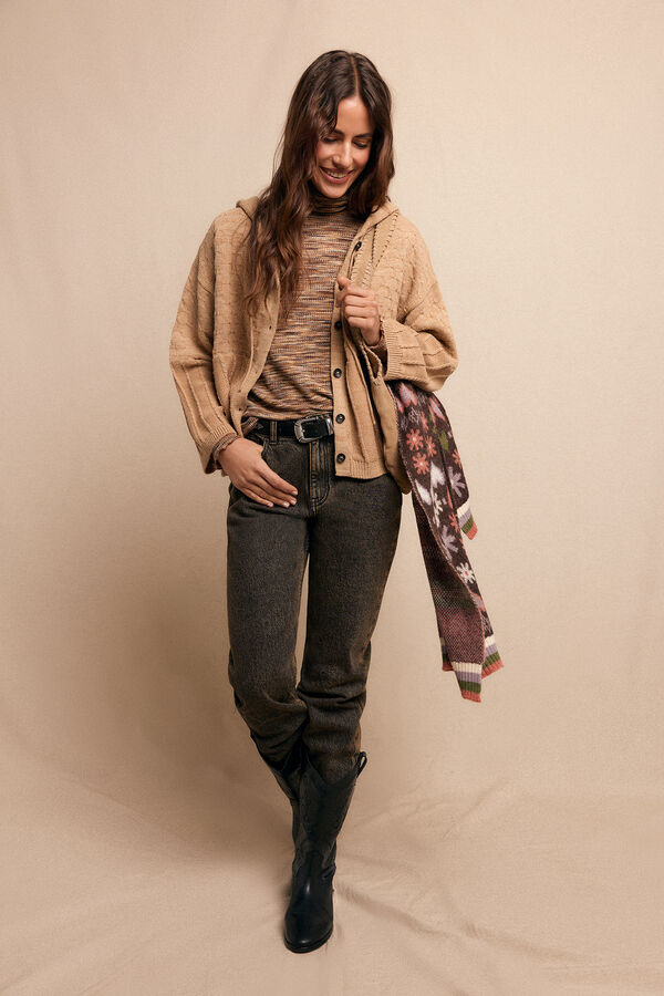 Slowlove Chaqueta capucha punto Beige