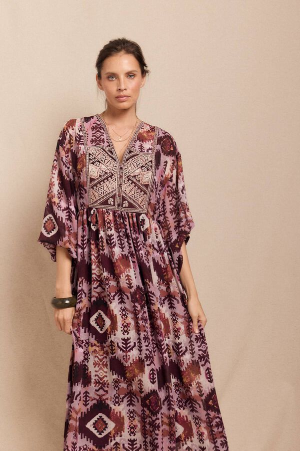 Slowlove Vestido fluido estampado bordado Multicolor