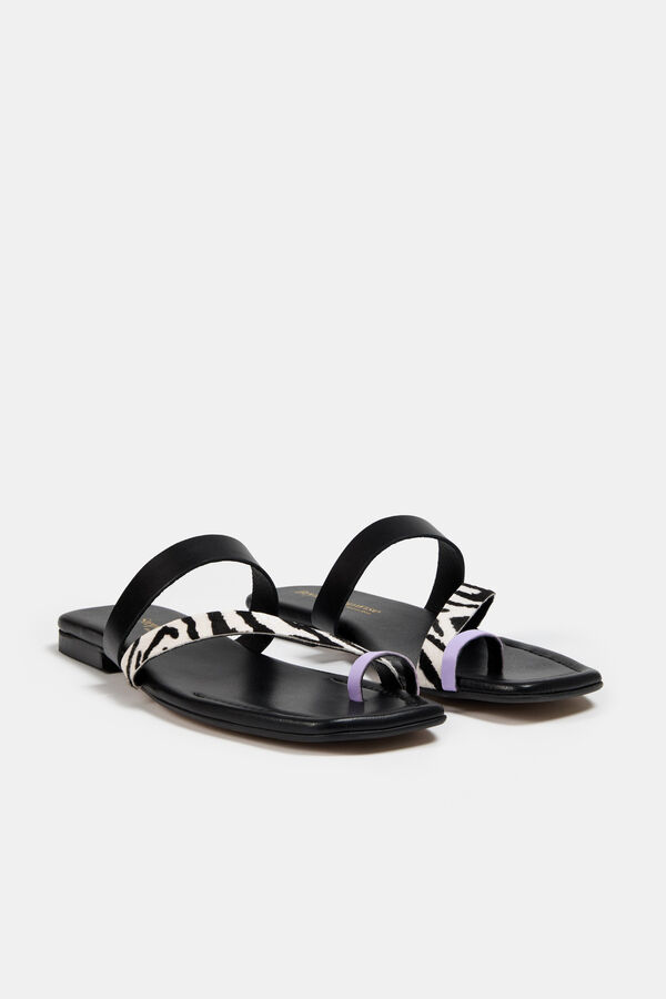 Bryan Stepwise Sandalia plana piel Negro