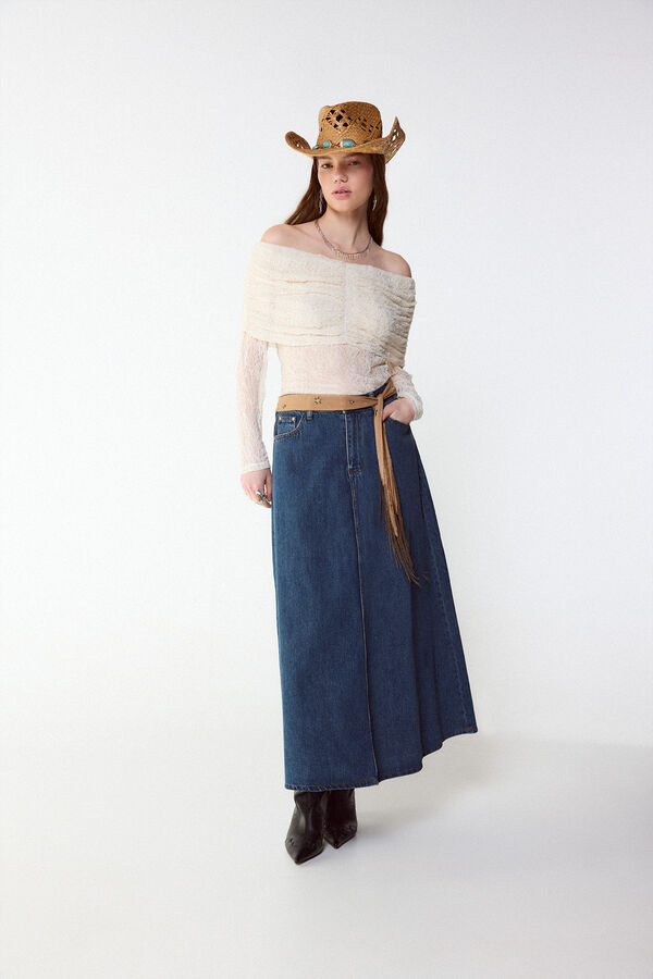 Slowlove Top descombrado lencero Marfil