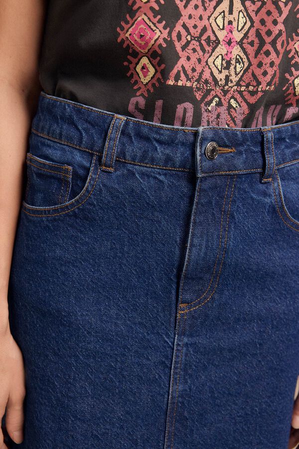 Slowlove Falda Larga Vaquera Azul