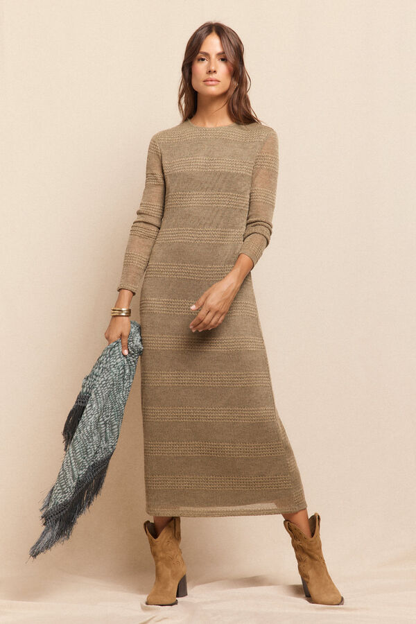 Slowlove Vestido estructura rústica Kaki