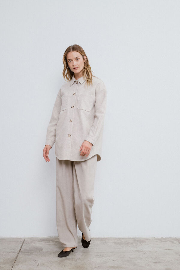 Vila Chaqueta camisera abotonada Beige
