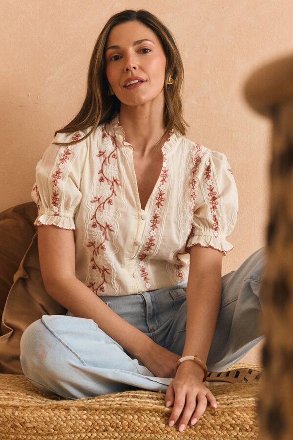 Pol&iacute;n Et Moi Blusa bordados Harper Estampado blanco