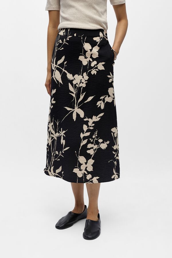 Object Falda midi estampada Gris oscuro