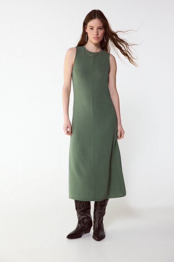 Slowlove Vestido b&aacute;sico estructura Kaki