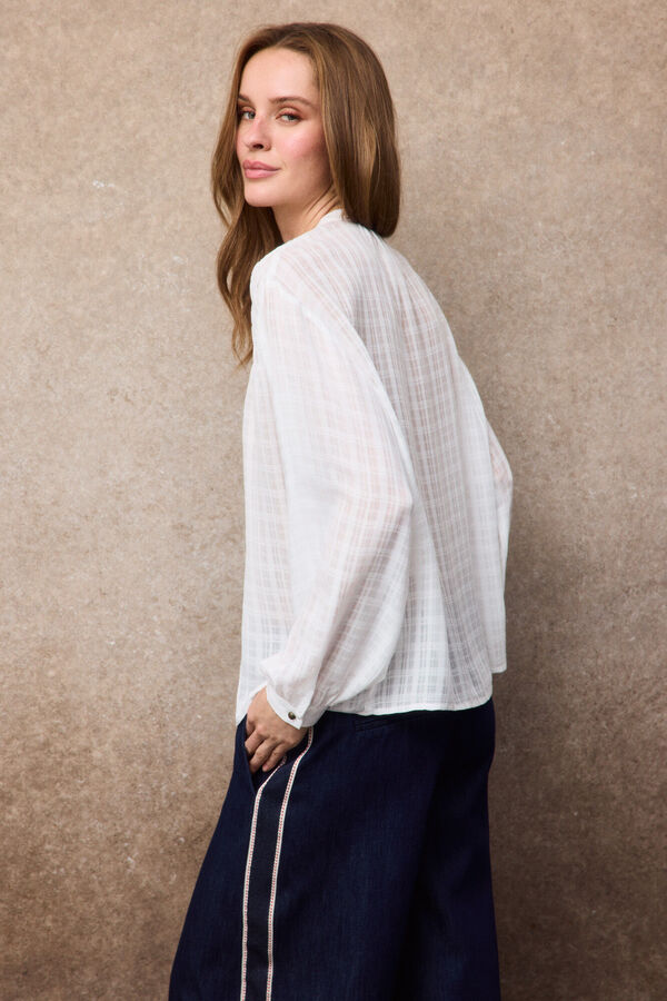 Slowlove Blusa frunce abullonada Marfil