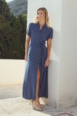 Pol&iacute;n Et Moi Vestido largo Luli Estampado azul