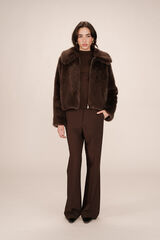 Grace & Mila Abrigo corto de pelo sintética Marrón oscuro