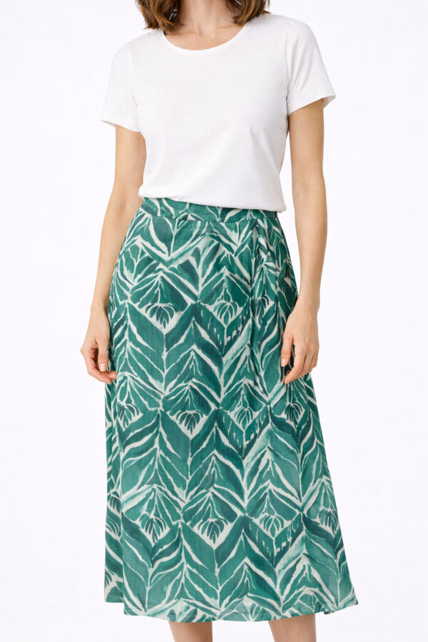 Vila Falda midi estampada con viscosa Estampado verde