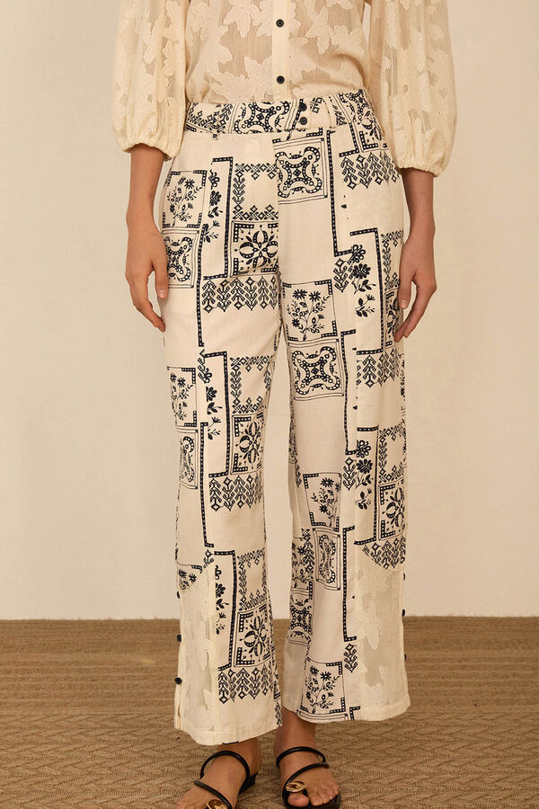 Meisie Pantal&oacute;n estampado bimateria Estampado blanco