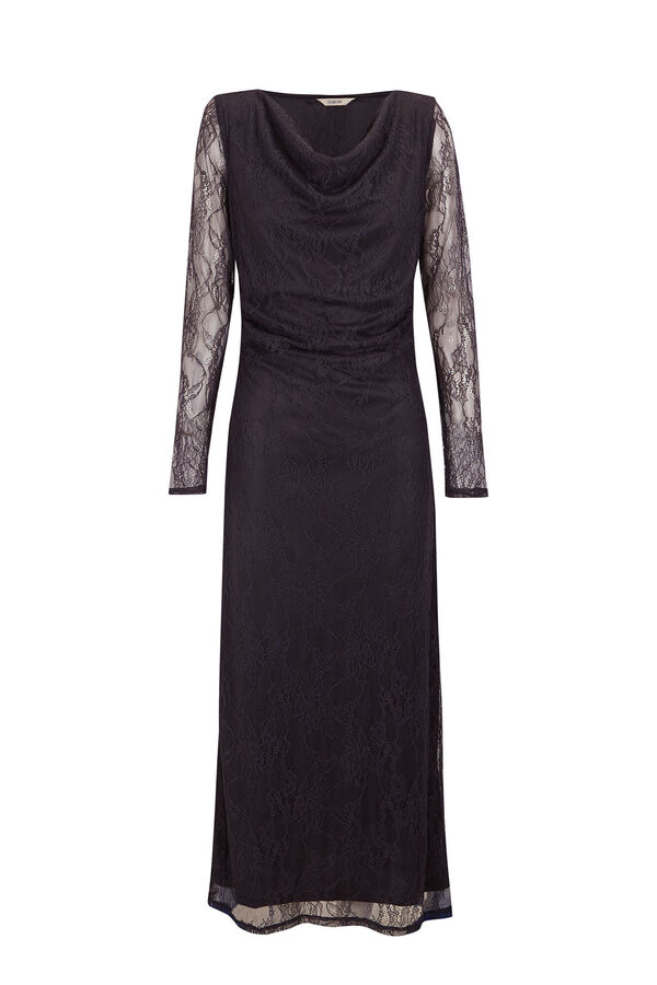 Slowlove Vestidao largo encaje Gris oscuro