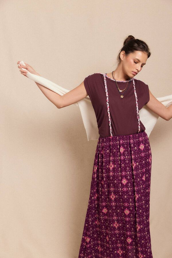 Slowlove Camiseta trenza fruncida Granate