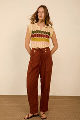 Meisie Pantal&oacute;n tobillero con pinzas Marr&oacute;n