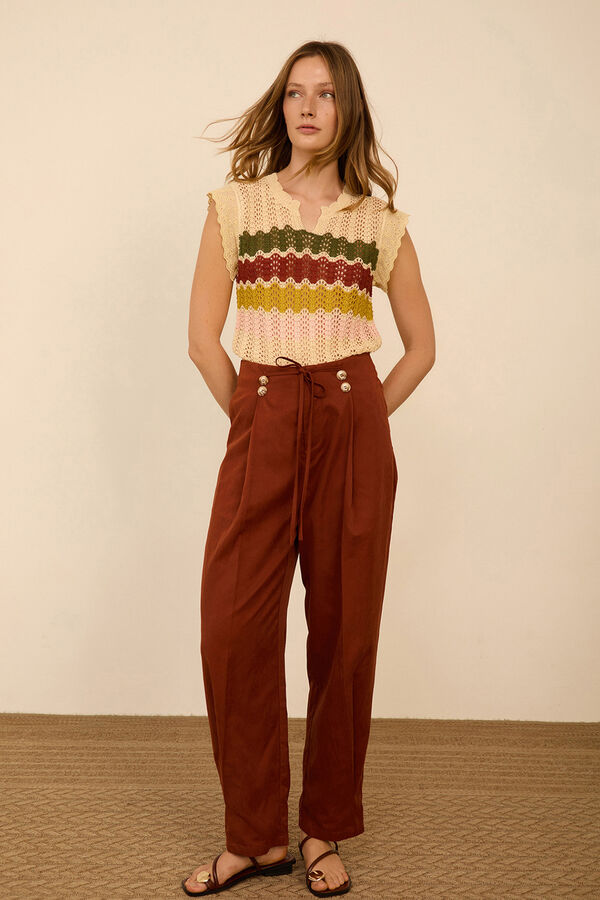 Meisie Pantal&oacute;n tobillero con pinzas Marr&oacute;n