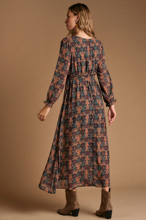 Pol&iacute;n Et Moi Vestido largo estampado esmeralda Multicolor