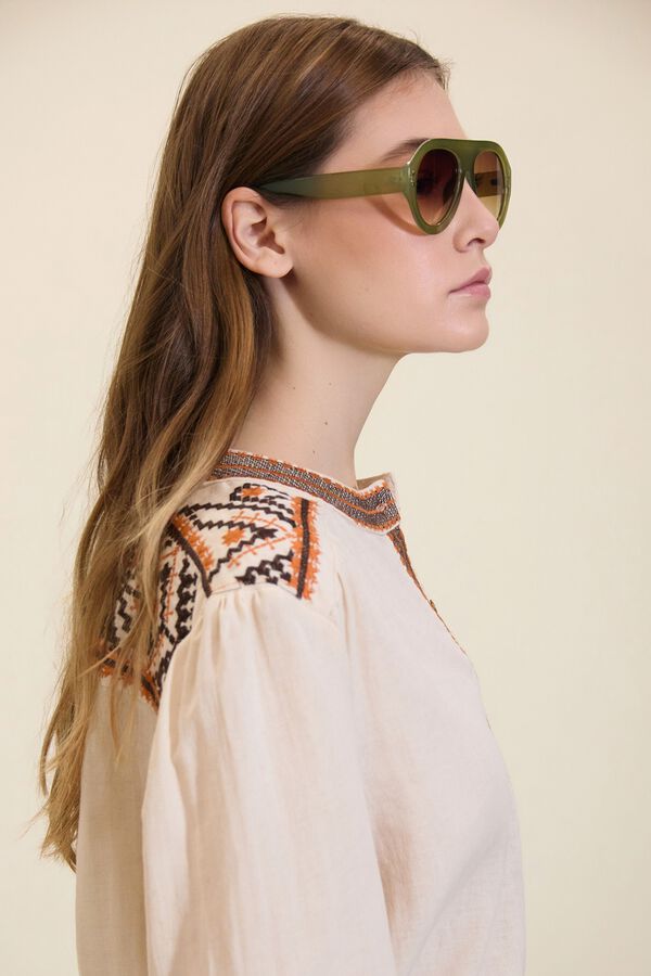 Meisie Blusa con detalles bordados Beige