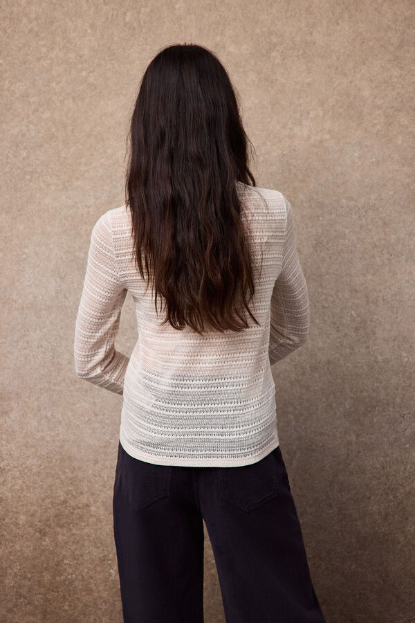 Slowlove Top estructura rayas Marfil
