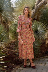 Pol&iacute;n Et Moi Vestido largo flores Beige