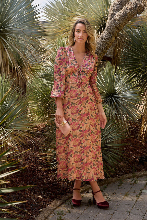 Pol&iacute;n Et Moi Vestido largo flores Beige