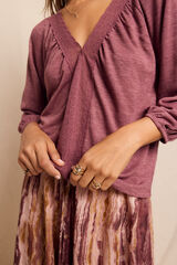 Slowlove Camiseta manga globo efecto r&uacute;stico Rosa