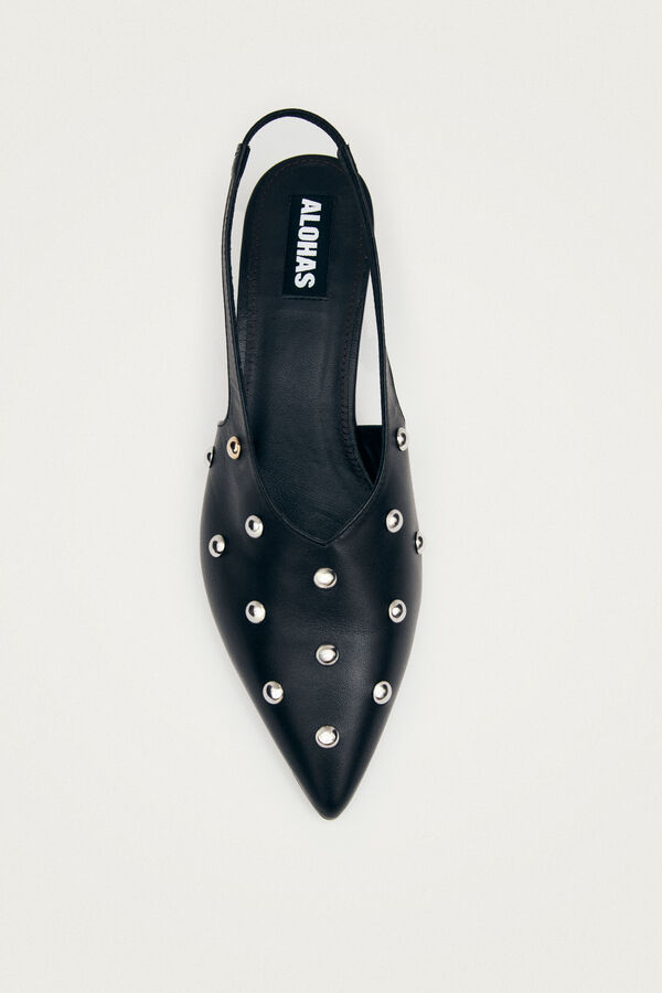 Alohas Zapatos de tac&oacute;n de cuero Eros Studs Negro