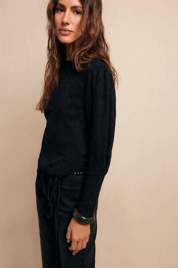 Slowlove Top estructura frunce Negro