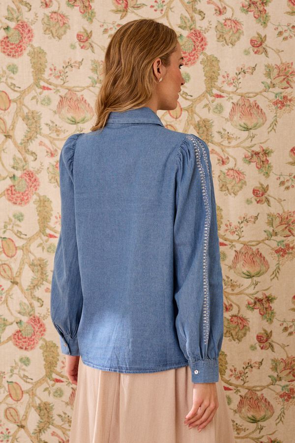 Pol&iacute;n Et Moi Camisa Denim Priscila Azul