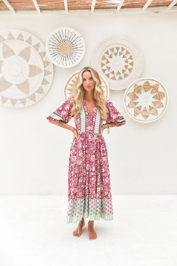 Jaase Vestido midi Mila Fucsia