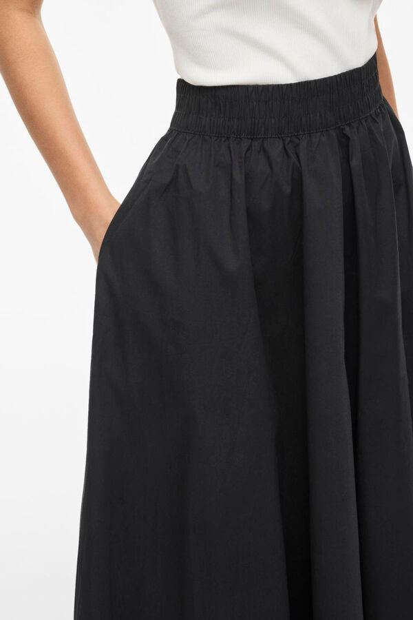 Vila Falda larga con vuelo de algod&oacute;n org&aacute;nico Negro