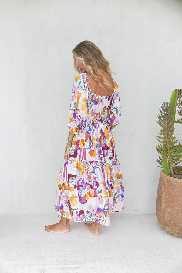 Jaase Vestido midi manga larga Estampado blanco
