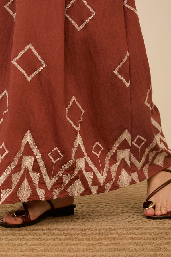 Meisie Falda larga con bordado Coral