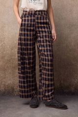 Slowlove Pantal&oacute;n corte barrel de cuadros Verde
