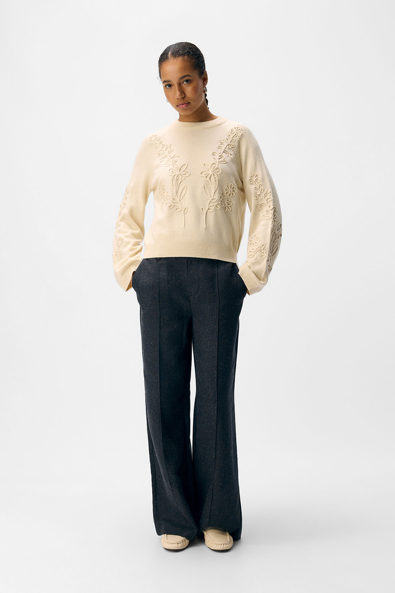 Object Jersey punto bordado flores