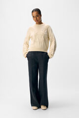 Object Jersey punto bordado flores Beige