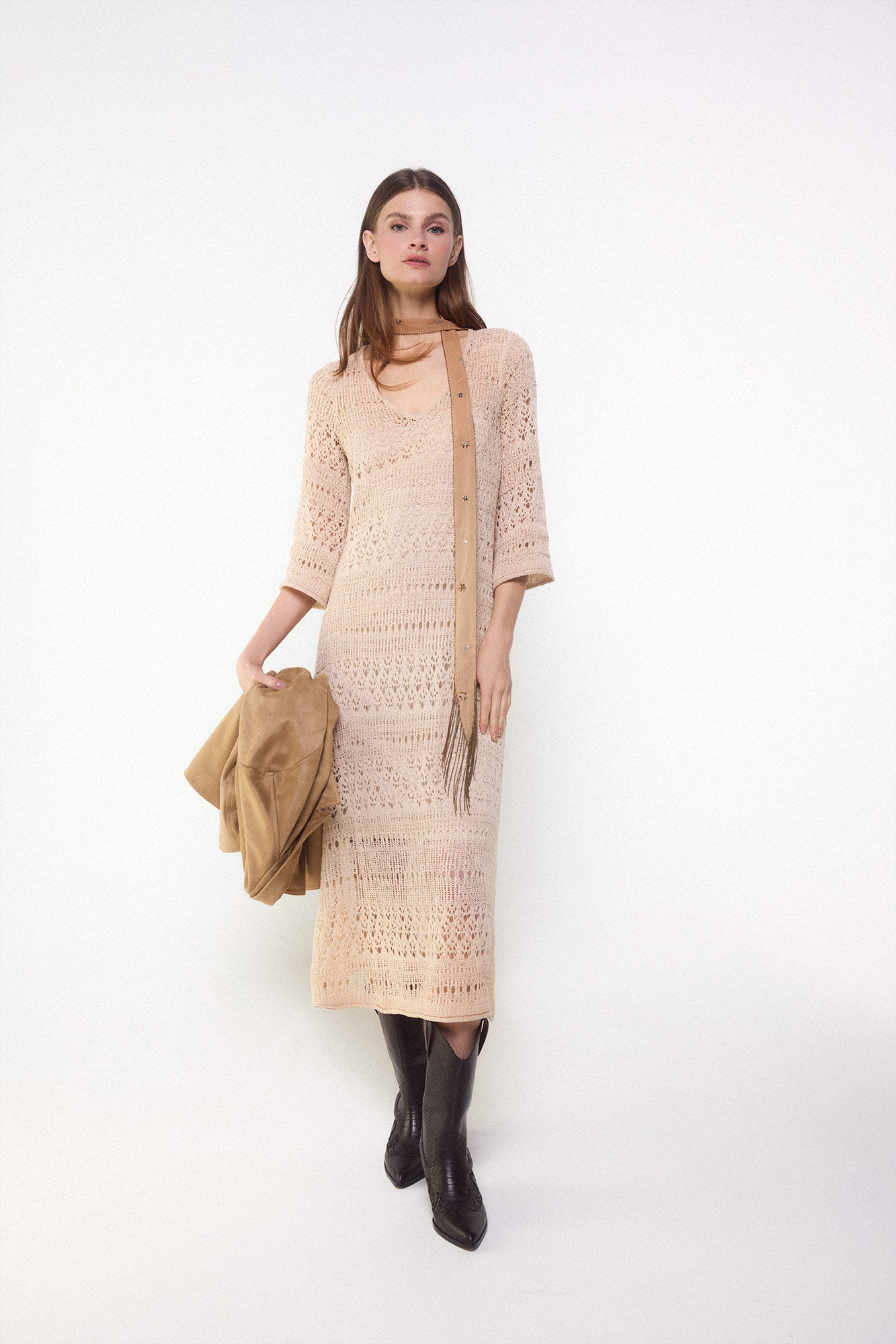 Slowlove Vestido punto calado