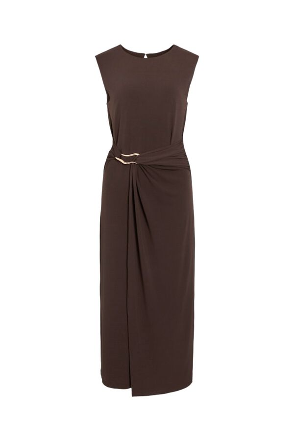 Vila Vestido midi con aplique Marr&oacute;n oscuro