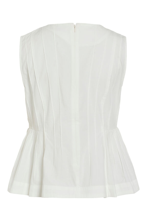 Vila Top sin mangas de algod&oacute;n org&aacute;nico con peplum Blanco