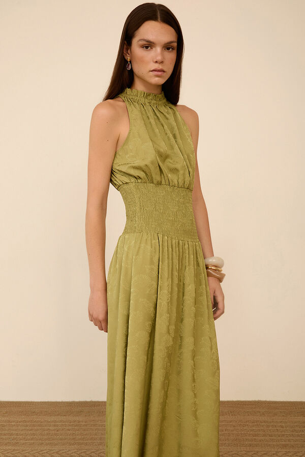 Meisie Vestido largo tejido jacquard Verde