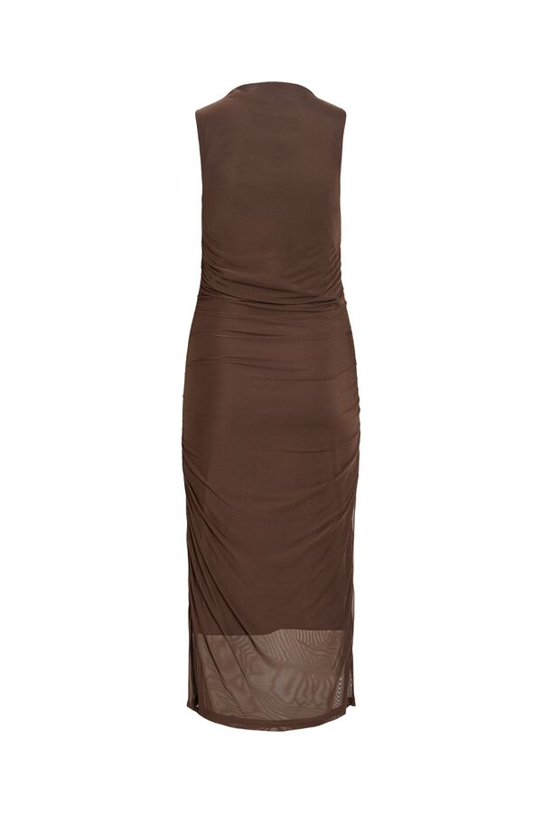 Vila Vestido midi drapeado Marr&oacute;n oscuro