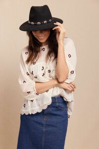 Slowlove Blusa frunces bordados