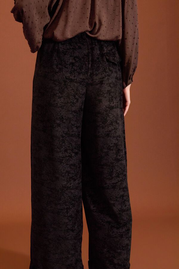 Meisie Pantalones holgados de terciopelo Negro