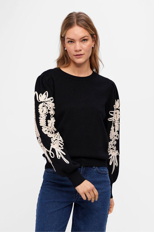 Object Jersey punto bordado Negro