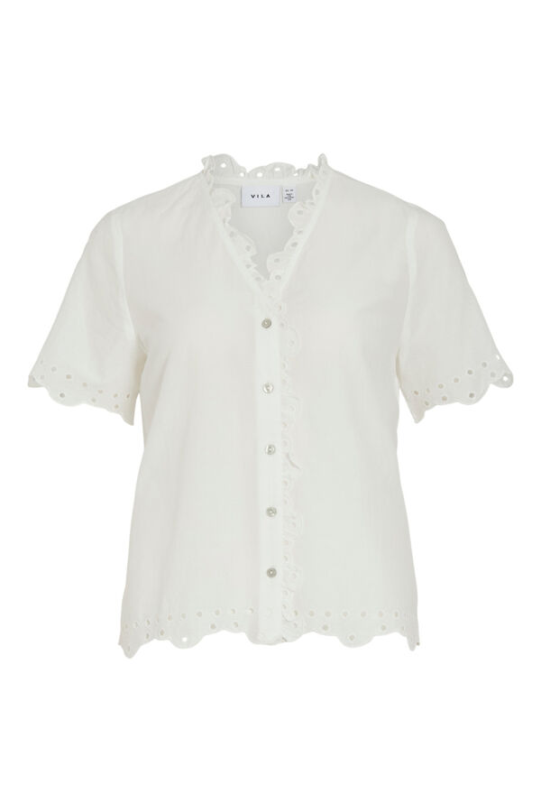 Vila Blusa con encaje ingl&eacute;s de algod&oacute;n org&aacute;nico Blanco
