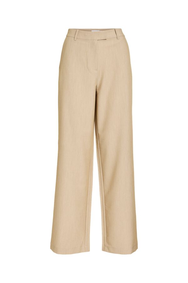 Vila Pantal&oacute;n de vestir largo con viscosa Beige