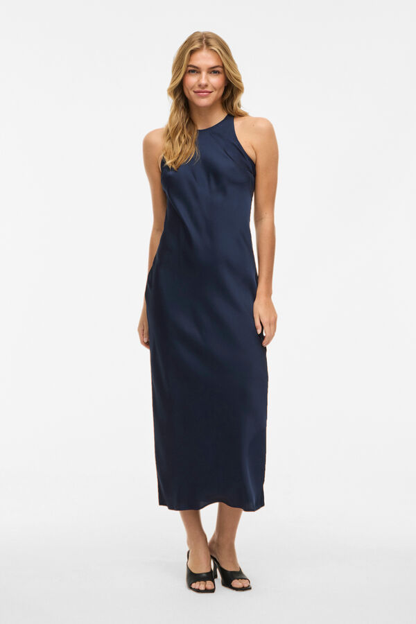 Vila Vestido largo satinado Azul marino